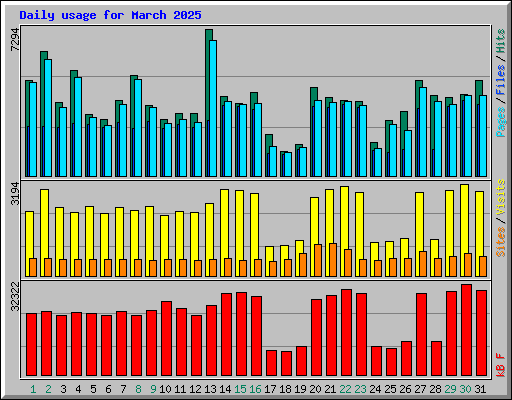 Daily usage for March 2025