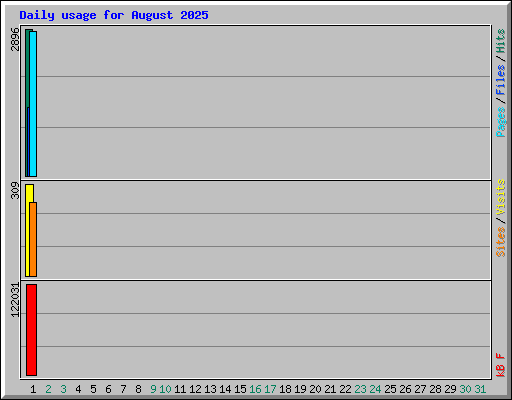 Daily usage for August 2025